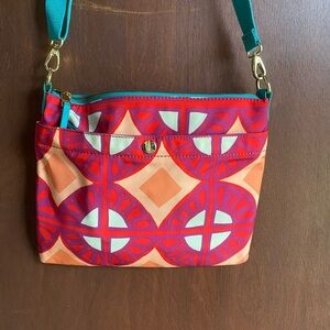 Fossil Red and Orange Geometric Satchel